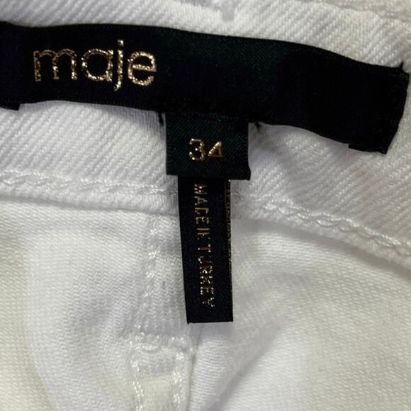 Maje Women's White Mid Rise Skinny Stretch Crop Ankle Denim Jeans Pants Size 34 - Picture 4 of 4